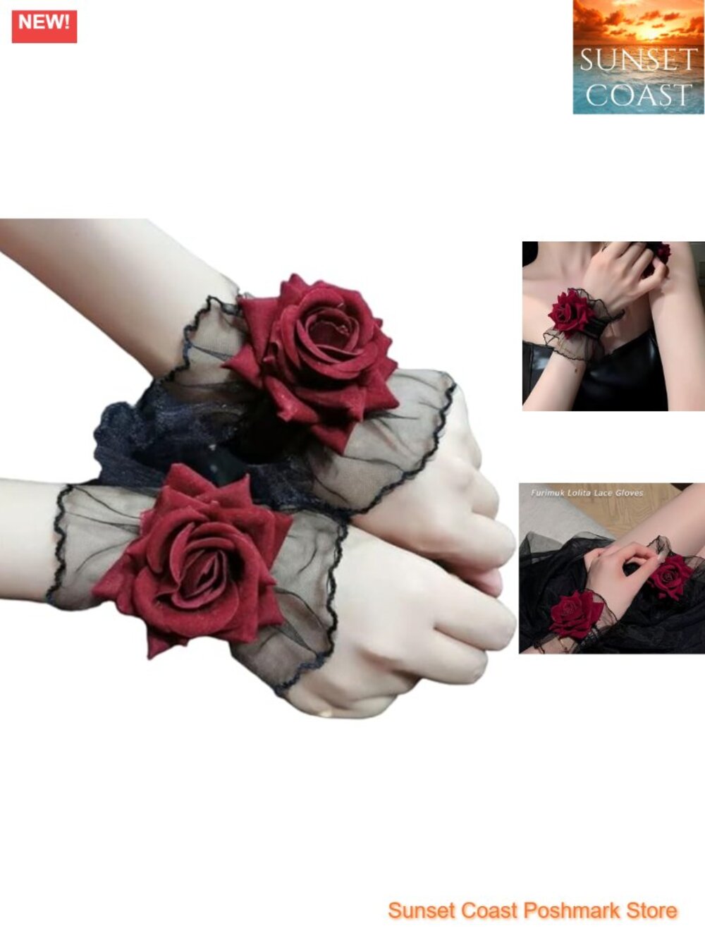 Lace Fingerless Gloves Wrist Cuffs Lolita Costume Accessory